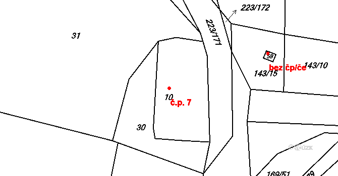 Hamr 7, Val na parcele st. 10 v KÚ Hamr nad Nežárkou, Katastrální mapa