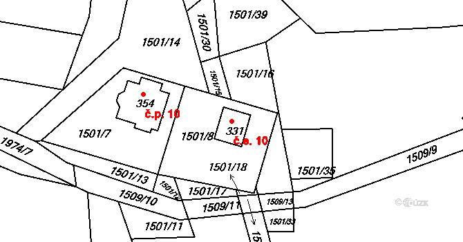Filipova Hora 10, Tlumačov na parcele st. 331 v KÚ Tlumačov u Domažlic, Katastrální mapa