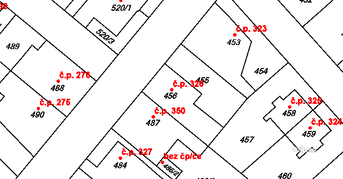 Jakubské Předměstí 326, Jaroměř na parcele st. 456 v KÚ Jaroměř, Katastrální mapa