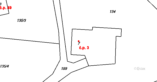 Vřesice 3, Sulíkov na parcele st. 7 v KÚ Vřesice, Katastrální mapa