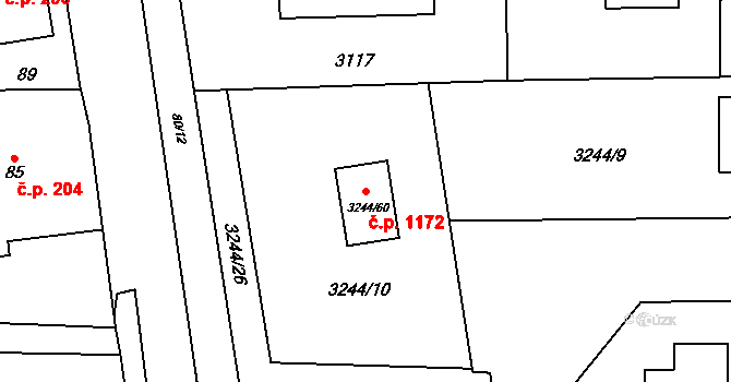 Stonava 1172 na parcele st. 3244/60 v KÚ Stonava, Katastrální mapa