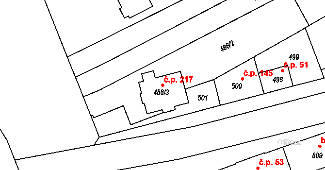 Bedihošť 217 na parcele st. 488/3 v KÚ Bedihošť, Katastrální mapa