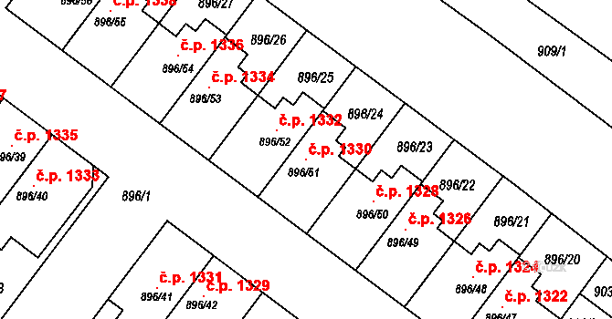Svatobořice 1330, Svatobořice-Mistřín na parcele st. 896/51 v KÚ Svatobořice, Katastrální mapa