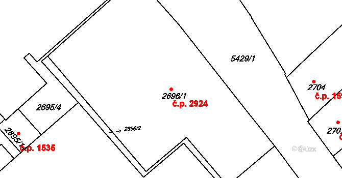 Znojmo 2924 na parcele st. 2696/1 v KÚ Znojmo-město, Katastrální mapa