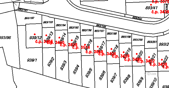 Znojmo 3588 na parcele st. 939/16 v KÚ Znojmo-město, Katastrální mapa