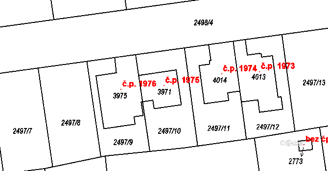 Choceň 1975 na parcele st. 3971 v KÚ Choceň, Katastrální mapa