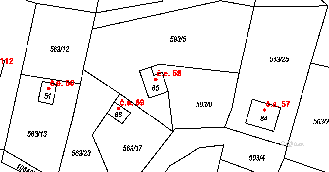 Pulovice 58, Šemnice na parcele st. 85 v KÚ Pulovice, Katastrální mapa