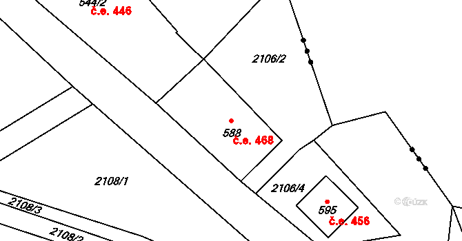 Antonínov 468, Josefův Důl na parcele st. 588 v KÚ Antonínov, Katastrální mapa