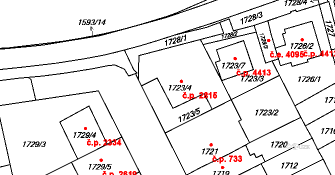 Jihlava 2815 na parcele st. 1723/4 v KÚ Jihlava, Katastrální mapa