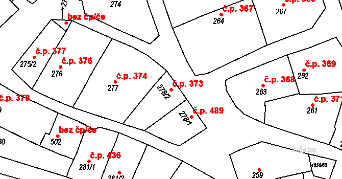 Čejkovice 373 na parcele st. 278/2 v KÚ Čejkovice, Katastrální mapa