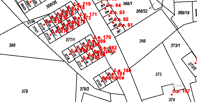 Hrádek nad Nisou 162 na parcele st. 377/4 v KÚ Hrádek nad Nisou, Katastrální mapa