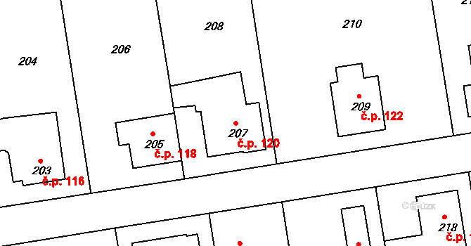Klepačov 120, Blansko na parcele st. 207 v KÚ Klepačov, Katastrální mapa