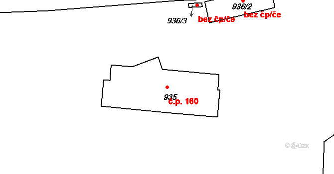 Holubov 160 na parcele st. 935 v KÚ Holubov, Katastrální mapa
