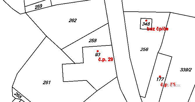 Chodovice 29, Holovousy na parcele st. 93 v KÚ Holovousy v Podkrkonoší, Katastrální mapa