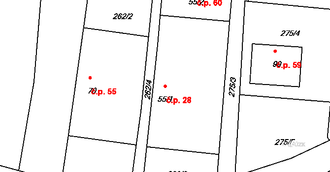 Nítovice 28, Kardašova Řečice na parcele st. 55/1 v KÚ Nítovice, Katastrální mapa