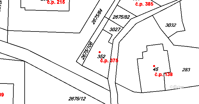 Černilov 375 na parcele st. 352 v KÚ Černilov, Katastrální mapa