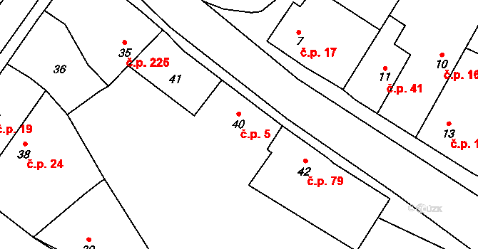 Kolovraty 5, Praha na parcele st. 40/1 v KÚ Kolovraty, Katastrální mapa