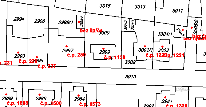 Modřany 1138, Praha na parcele st. 2999 v KÚ Modřany, Katastrální mapa