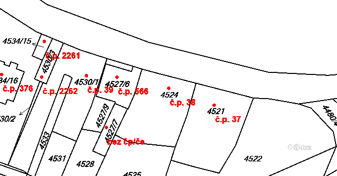 Příbram V-Zdaboř 38, Příbram na parcele st. 4524 v KÚ Příbram, Katastrální mapa