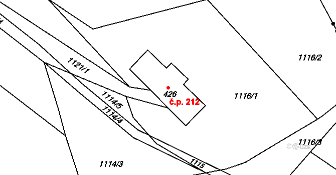 Batňovice 212 na parcele st. 426 v KÚ Batňovice, Katastrální mapa