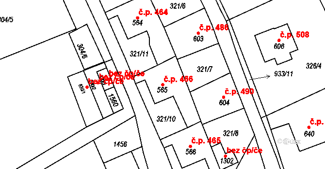 Hostinné 466 na parcele st. 565 v KÚ Hostinné, Katastrální mapa