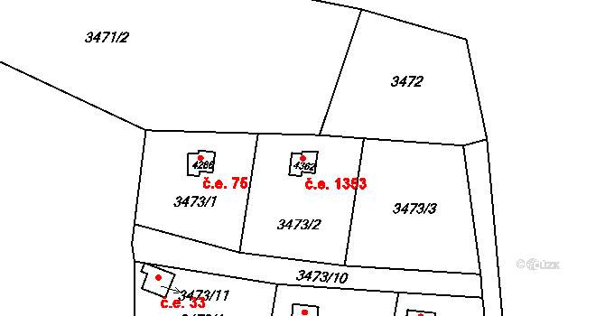 Kuřim 1353 na parcele st. 4362 v KÚ Kuřim, Katastrální mapa