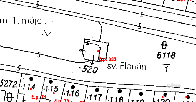Černošín 333 na parcele st. 520 v KÚ Černošín, Katastrální mapa