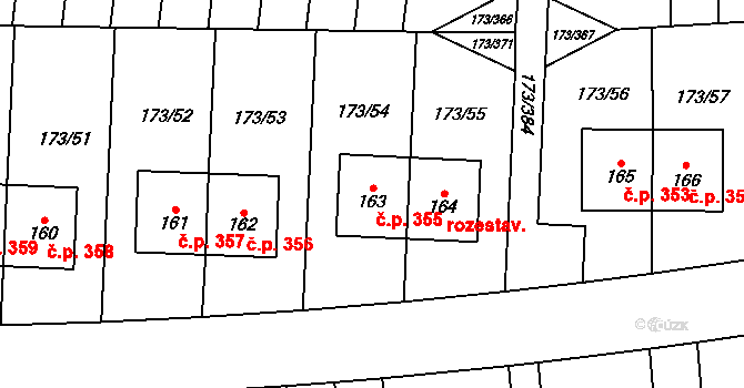 Velké Přílepy 355 na parcele st. 163 v KÚ Velké Přílepy, Katastrální mapa