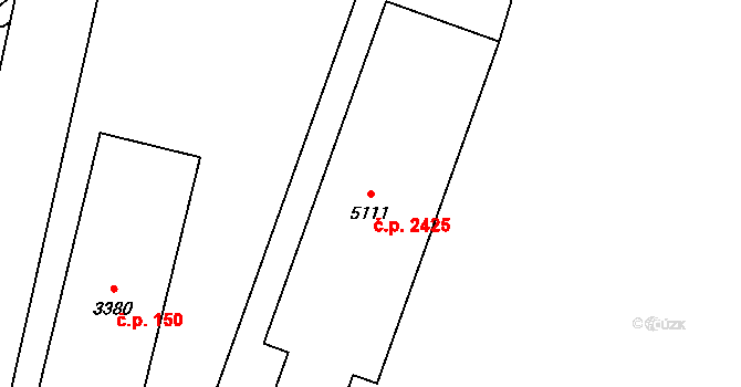 Cheb 2425 na parcele st. 5111 v KÚ Cheb, Katastrální mapa