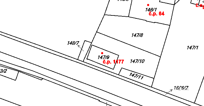 Liberec XXX-Vratislavice nad Nisou 1177, Liberec na parcele st. 147/9 v KÚ Vratislavice nad Nisou, Katastrální mapa