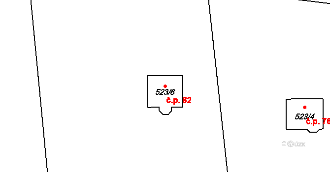 Vělopolí 82 na parcele st. 523/6 v KÚ Vělopolí, Katastrální mapa