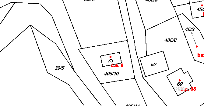 Hranice IX-Uhřínov 8, Hranice na parcele st. 73 v KÚ Uhřínov u Hranic, Katastrální mapa