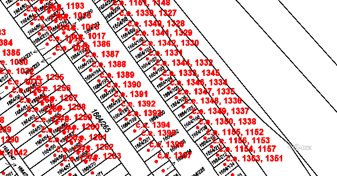 Teplické Předměstí 1334,1346, Bílina na parcele st. 1664/105 v KÚ Bílina, Katastrální mapa