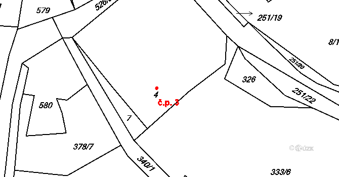 Karasín 3, Bystřice nad Pernštejnem na parcele st. 4 v KÚ Karasín, Katastrální mapa