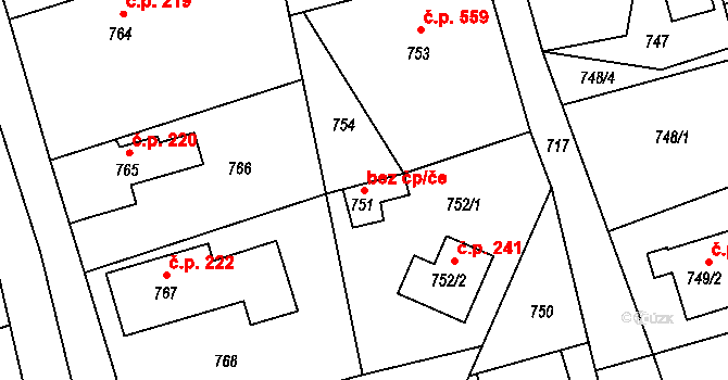 Jablůnka 39523420 na parcele st. 751 v KÚ Jablůnka, Katastrální mapa