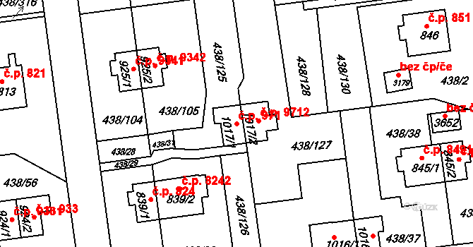 Otrokovice 971 na parcele st. 1017/1 v KÚ Otrokovice, Katastrální mapa