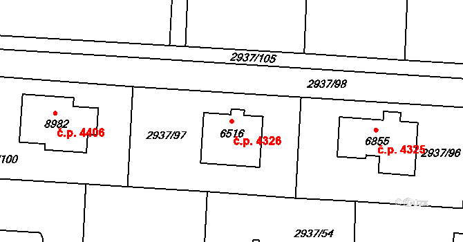 Zlín 4326 na parcele st. 6516 v KÚ Zlín, Katastrální mapa