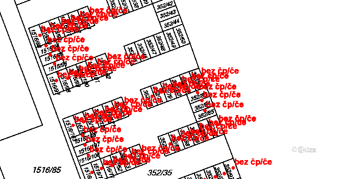 Březnice 42282420 na parcele st. 352/79 v KÚ Březnice, Katastrální mapa