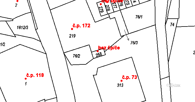 Ohnišov 44249420 na parcele st. 258 v KÚ Ohnišov, Katastrální mapa
