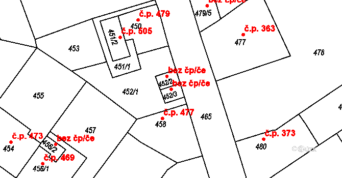 Proboštov 45094420 na parcele st. 452/3 v KÚ Proboštov u Teplic, Katastrální mapa