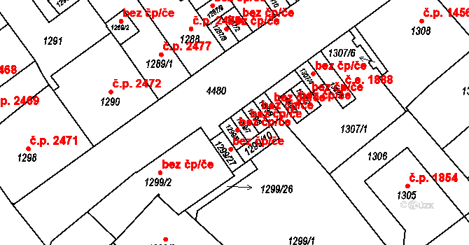 Teplice 45123420 na parcele st. 1299/7 v KÚ Teplice, Katastrální mapa