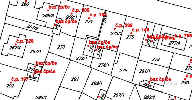 Plzeň 46512420 na parcele st. 274/2 v KÚ Újezd, Katastrální mapa