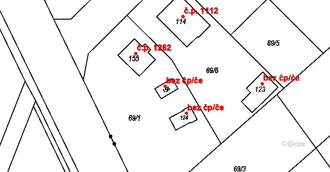 Litovel 49550420 na parcele st. 158 v KÚ Chořelice, Katastrální mapa