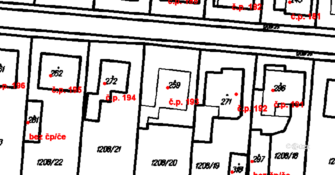 Kloboučky 193, Bučovice na parcele st. 259 v KÚ Kloboučky, Katastrální mapa