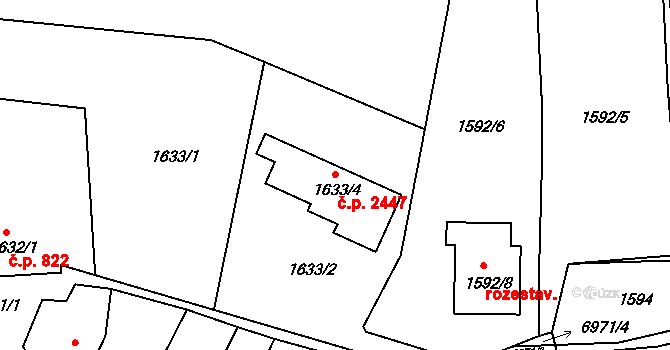 Boskovice 2447 na parcele st. 1633/4 v KÚ Boskovice, Katastrální mapa