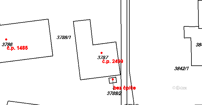 Žďár nad Sázavou 1 2499, Žďár nad Sázavou na parcele st. 3787 v KÚ Město Žďár, Katastrální mapa