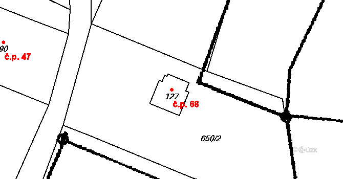 Sedlo 68, Číměř na parcele st. 127 v KÚ Sedlo u Číměře, Katastrální mapa