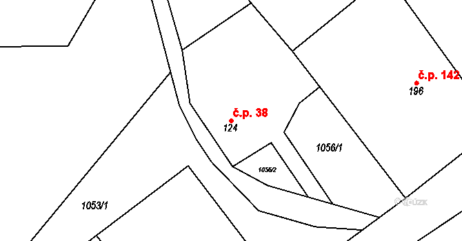 Kobylá nad Vidnavkou 38 na parcele st. 124 v KÚ Kobylá nad Vidnavkou, Katastrální mapa
