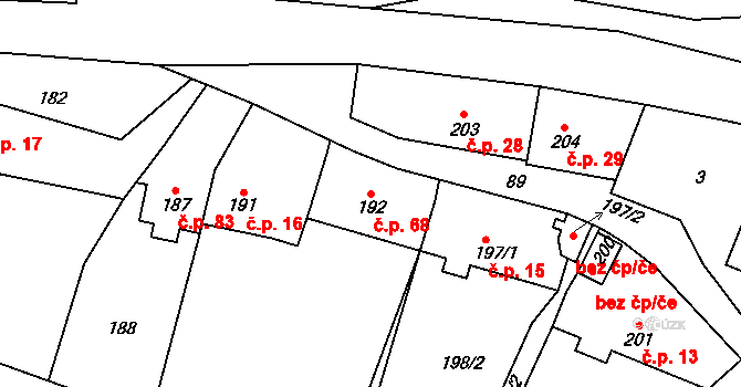 Beroun-Zdejcina 68, Beroun na parcele st. 192 v KÚ Zdejcina, Katastrální mapa