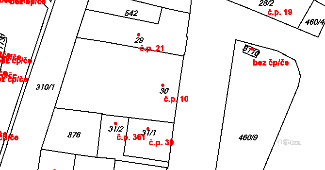 Neratovice 10 na parcele st. 30 v KÚ Neratovice, Katastrální mapa